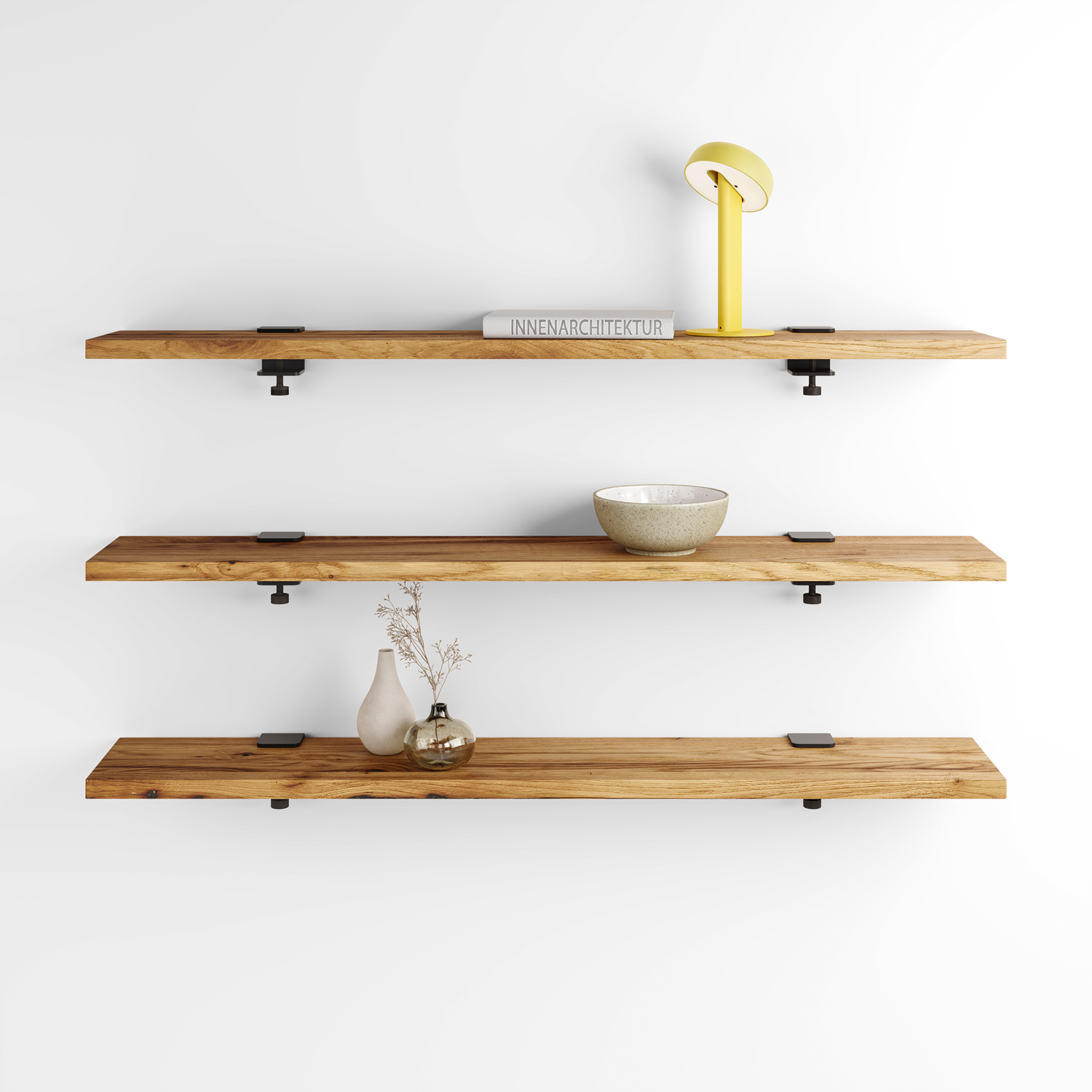 Set of 3 reclaimed wood wall shelves - 60 to 150 cm