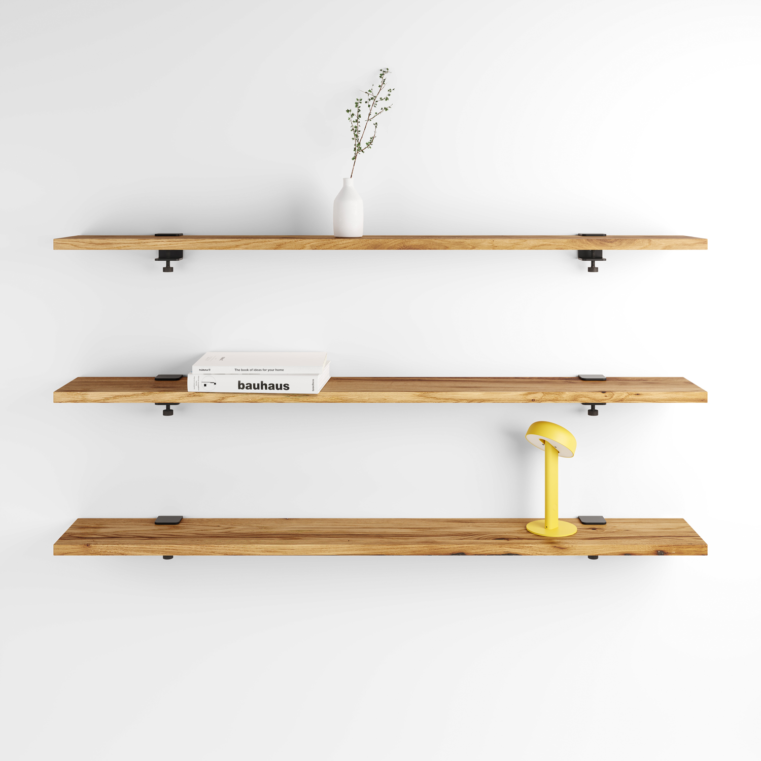 Set aus 3 Wandregalen BRACKET - recyceltem Altholz - 60 bis 150cm
