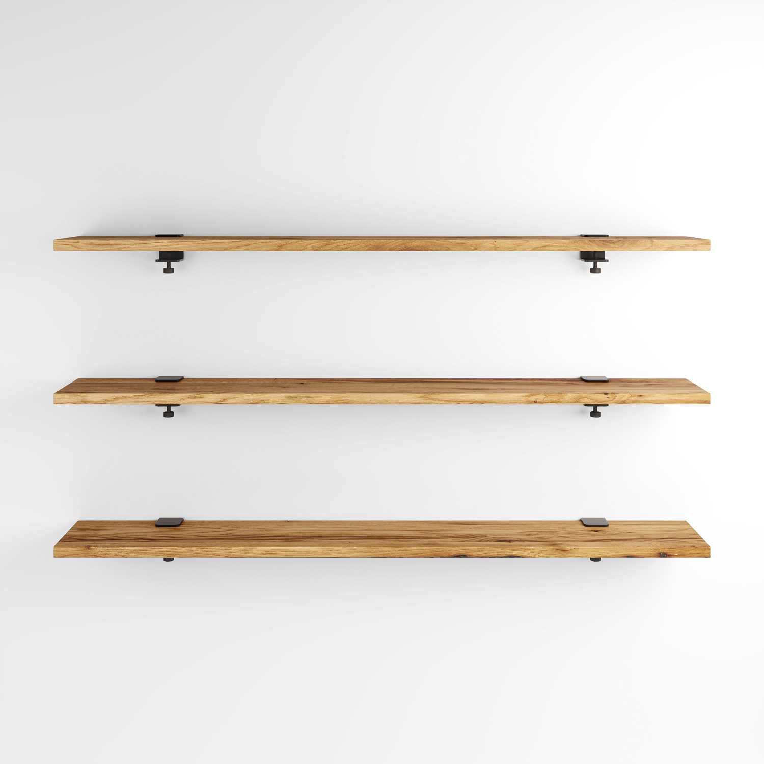 Set of 3 reclaimed wood wall shelves - 60 to 150 cm