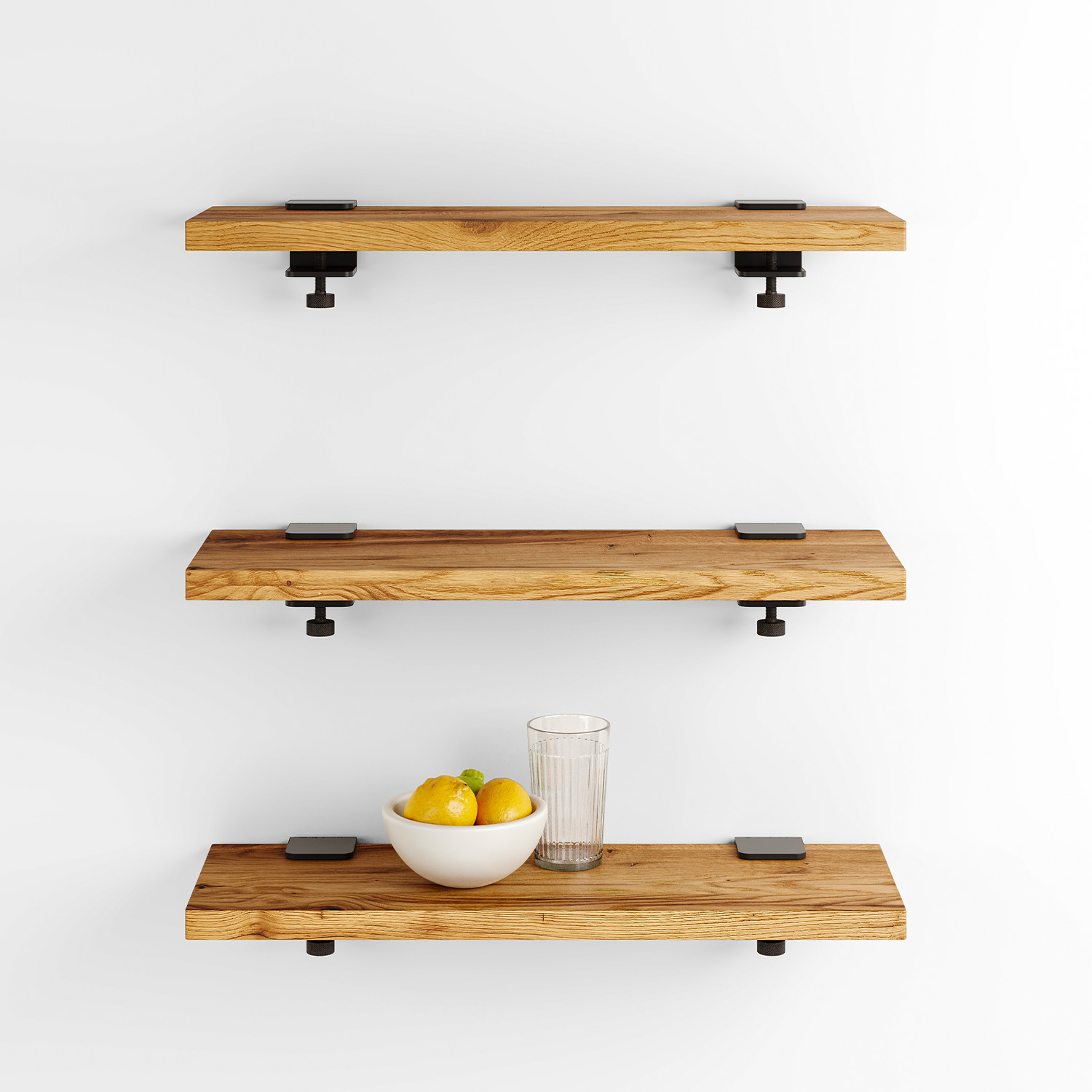 Set aus 3 Wandregalen BRACKET - recyceltem Altholz - 60 bis 150cm