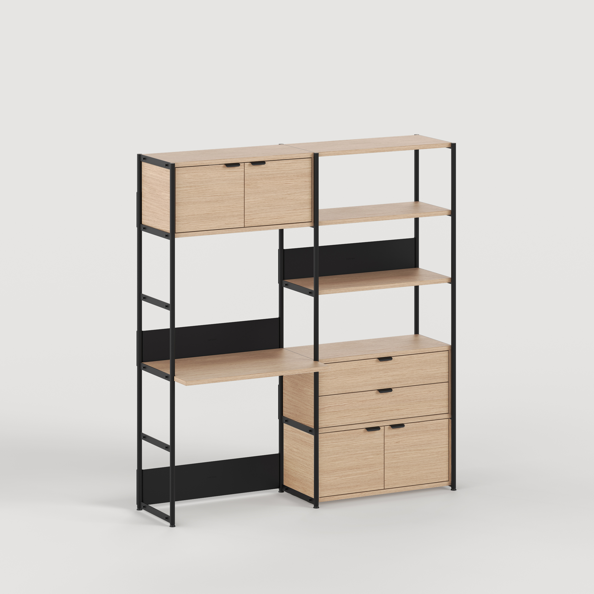 UNIT desk shelf - H180 to 215 x W164cm - eco-certified wood