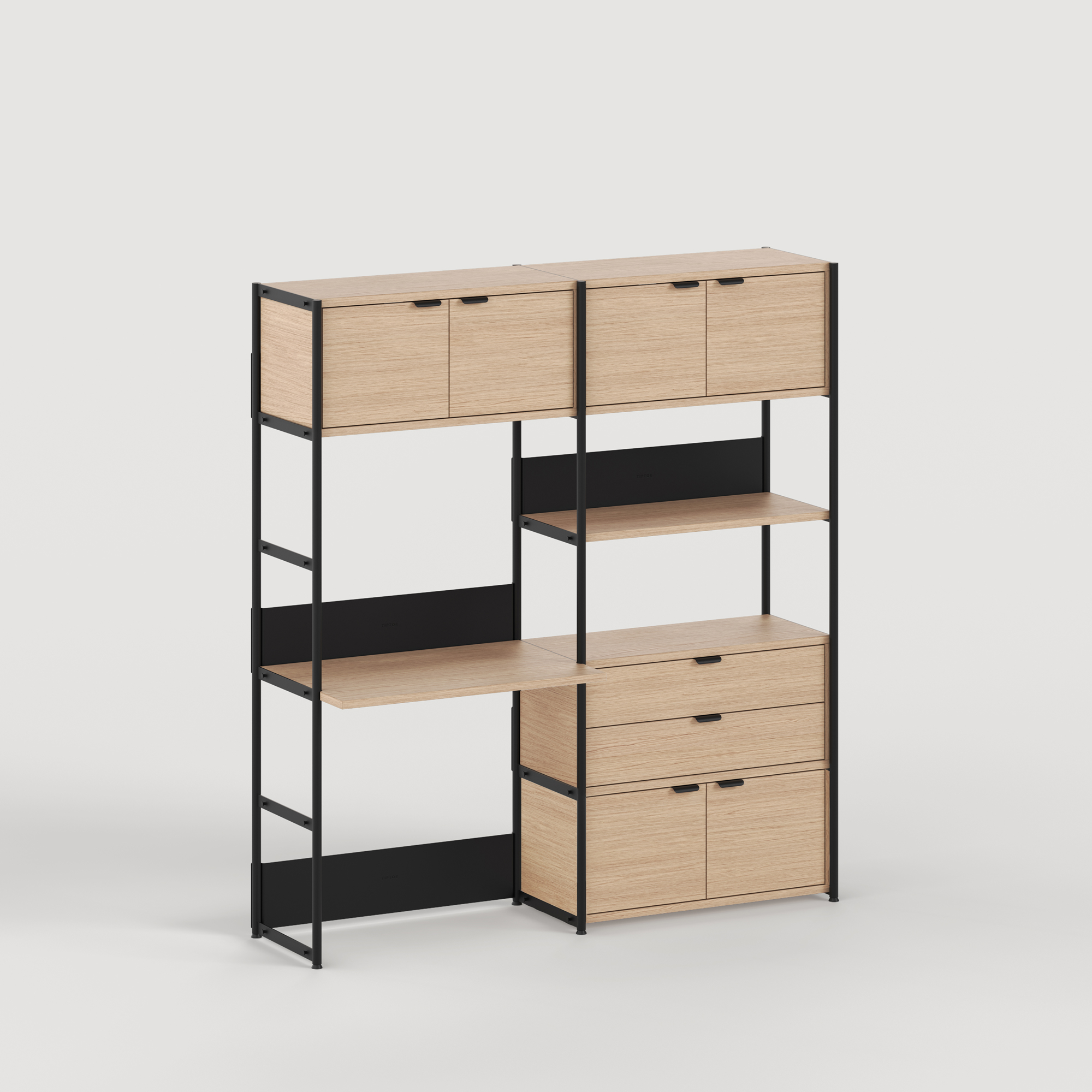 UNIT desk shelf - H180 to 215 x W164cm - eco-certified wood