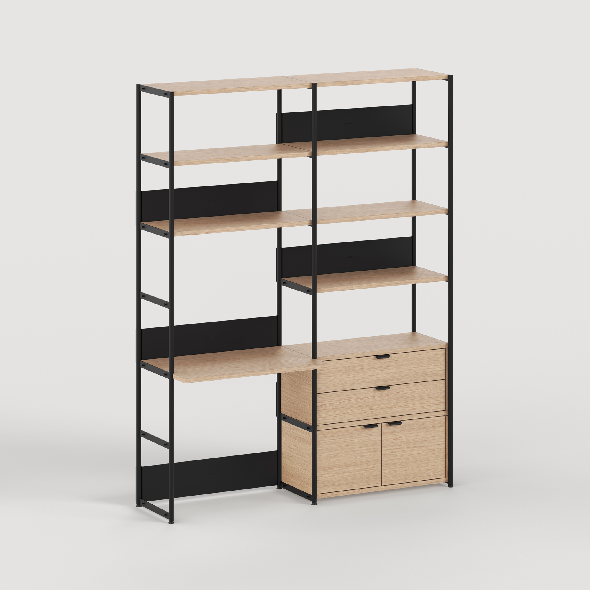 UNIT desk shelf - H180 to 215 x W164cm - eco-certified wood